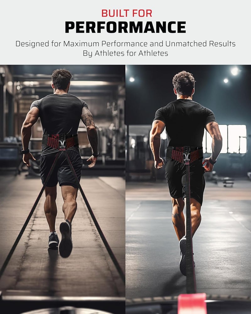 THEFITGUY حزام سحب الزلاجات، إغلاق قابل للتعديل، 2 حزام و 4 خطافات - للتدريب على المقاومة متعددة الاتجاهات، القوة والرشاقة - Image 4